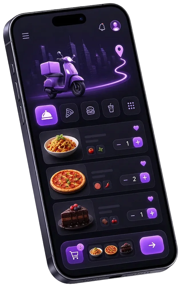 Aplicativo de delivery da SmartTill aberto em um celular